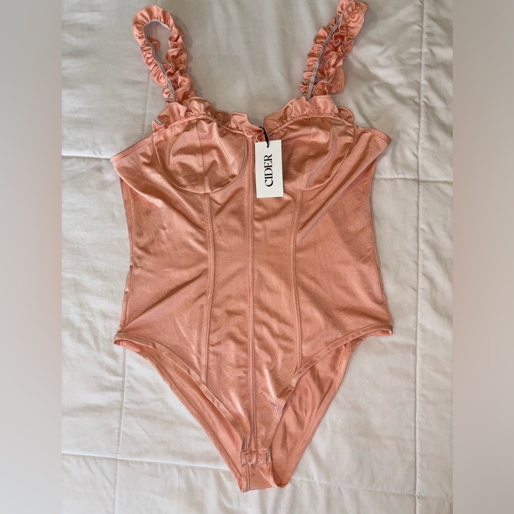 Cider Ruffle Strap Bodysuit